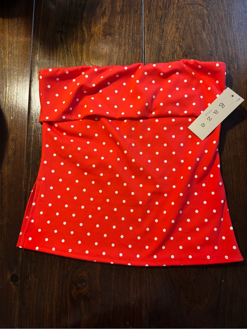 gaze Red Strapless Polka Dot Tube Top